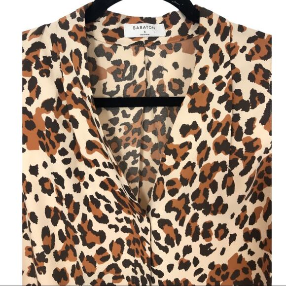 Aritzia BABATON Akira Blouse Sleeveless Top Leopard Print Sz S - Picture 2 of 11